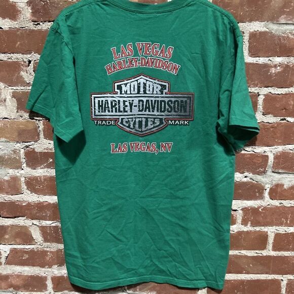 Harley Davidson Las Vegas Christman Pin-Up Girl 2008 Green Large - Picture 3 of 3